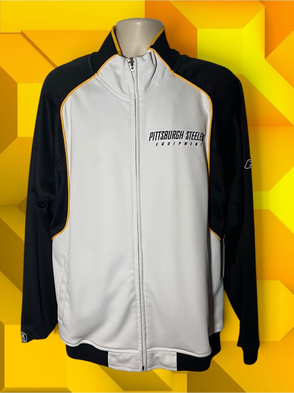 Vintage Reebok NFL Equipment Pittsburgh Steelers Full Zip Track Jacket Large